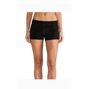 Hudson Black Stretch French Lamb  Nubuck Shorts